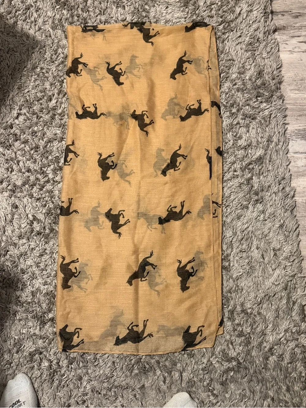 Light Brown Horse Print Women's Scarf